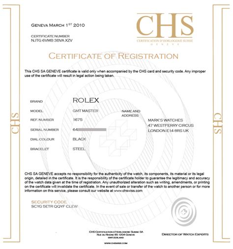 certificato chs rolex|CHS – Certification Horologerie Suisse.